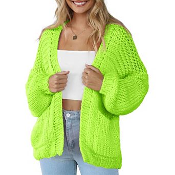 Women Cardigan Sweater Lightweight Long Sleeves V Neck Pocketed Soft Knitwear