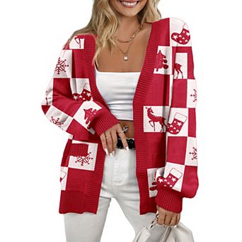 Women Cardigan Sweater Lightweight Long Sleeves V Neck Pocketed Soft Knitwear