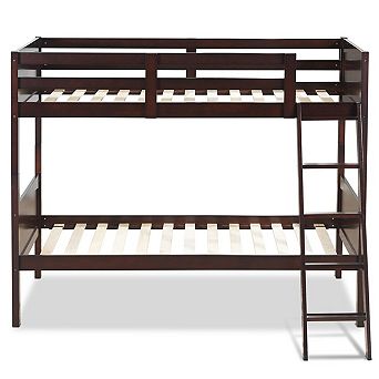 Gymax Wooden Bunk Beds Convertable 2 Individual Beds
