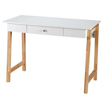 Gymax Computer Desk Laptop PC Writing Table Makeup Vanity Table w/Drawer and Wood Legs