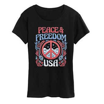 Women's Peace & Freedom USA Retro Graphic Tee