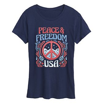 Women's Peace & Freedom USA Retro Graphic Tee