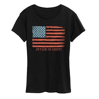 Women's 250 Years Of Liberty USA Flag Distressed Graphic Tee