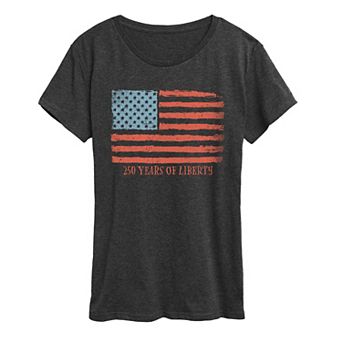 Women's 250 Years Of Liberty USA Flag Distressed Graphic Tee