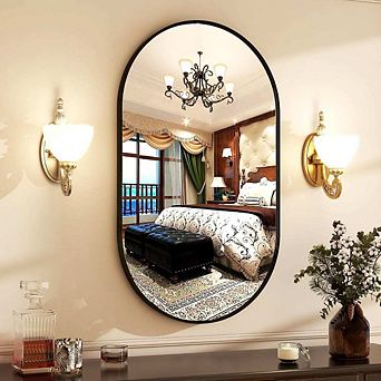 Oval Metal Frame Modern Wall Mirror