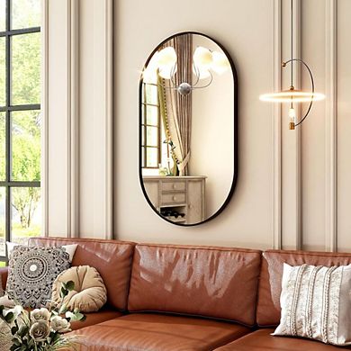 Oval Metal Frame Modern Wall Mirror