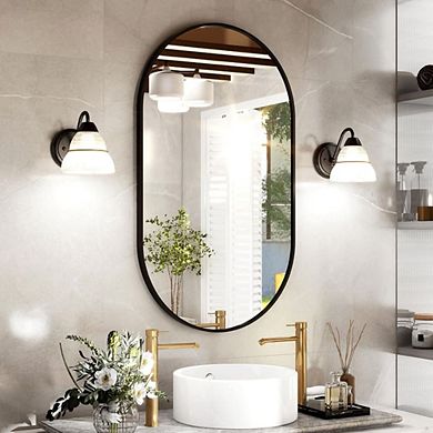 Oval Metal Frame Modern Wall Mirror