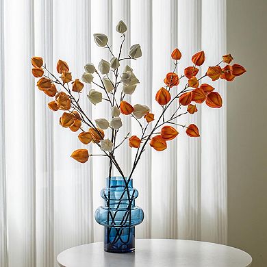 CLEAR BLUE BUBBLE GLASS FLOWER VASE