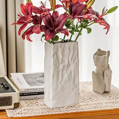 UNIQUE CRINKLE PAPER BAG CERAMIC VASE