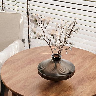 UFO RIBBED GLASS DECORATIVE FLOWER VASE