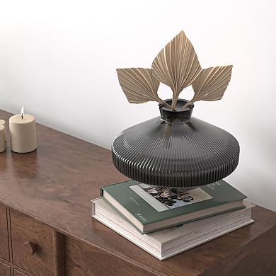 UFO RIBBED GLASS DECORATIVE FLOWER VASE