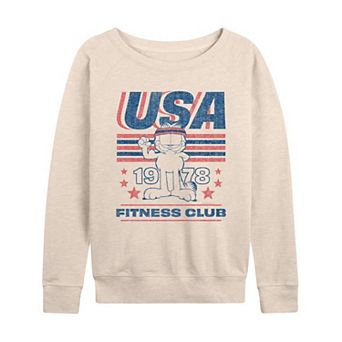 Women's Garfield USA Fitness Club Distressed French Terry Long Sleeve Tee