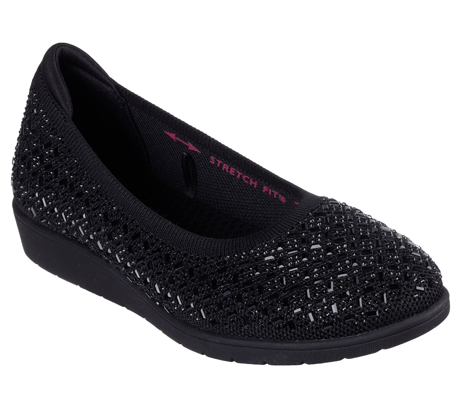 Женские балетки Skechers Cleo® Flex Wedge Slip-On Glam, цвет: Чёрный — фото 1