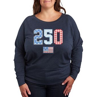 Plus Size USA 250 Americana Patchwork French Terry Long Sleeve Tee