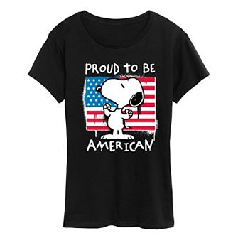 Women's Peanuts Snoopy Proud To Be American Graphic Tee