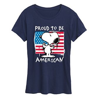 Women's Peanuts Snoopy Proud To Be American Graphic Tee