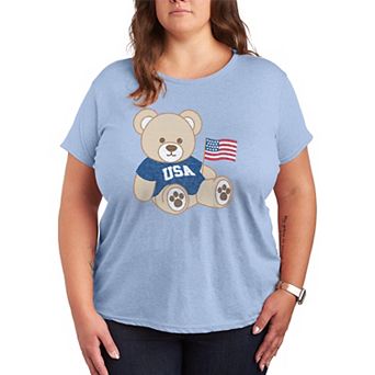 Plus Size USA Teddy Bear Graphic Tee