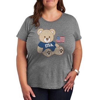 Plus Size USA Teddy Bear Graphic Tee