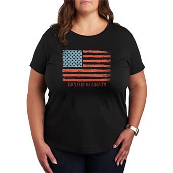 Plus Size 250 Years Of Liberty USA Flag Distressed Graphic Tee