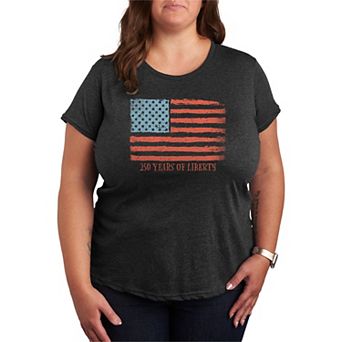 Plus Size 250 Years Of Liberty USA Flag Distressed Graphic Tee