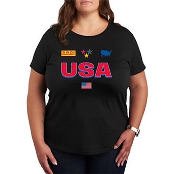 Plus Size USA 250th Anniversary Jersey Graphic Tee