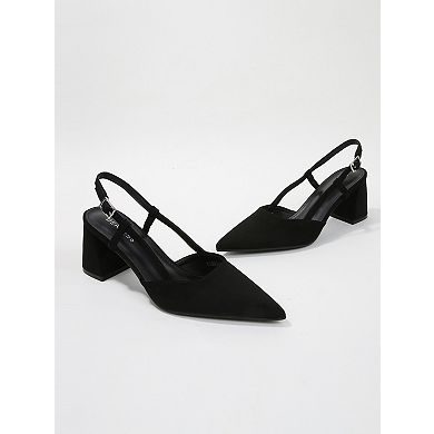 Carrington Faux Suede Slingback Block Heel Pumps