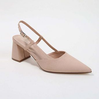 Carrington Faux Suede Slingback Block Heel Pumps