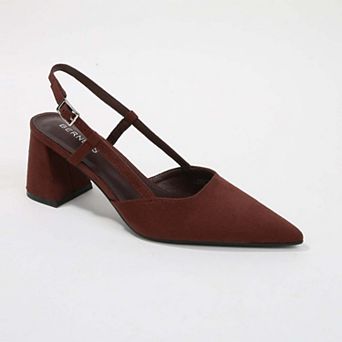 Carrington Faux Suede Slingback Block Heel Pumps