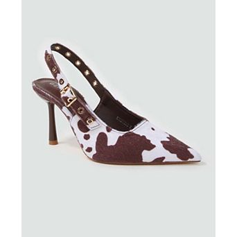 Candes Microfiber Suede Slingback Pumps