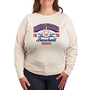 Plus Size Budweiser Baseball Americana French Terry Long Sleeve Tee