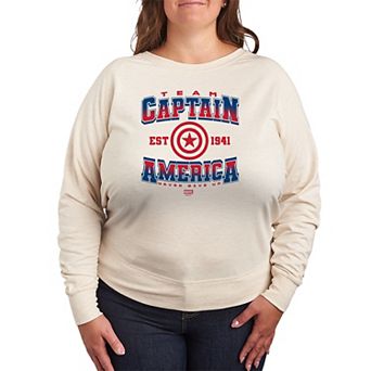 Plus Size Marvel Team Captain America French Terry Long Sleeve Tee