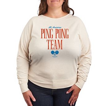 Plus Size Forrest Gump All American Ping Pong Team French Terry Long Sleeve Tee