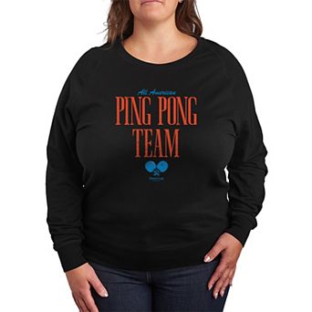 Plus Size Forrest Gump All American Ping Pong Team French Terry Long Sleeve Tee