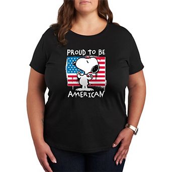 Plus Size Peanuts Snoopy Proud To Be American Graphic Tee
