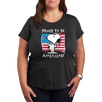 Plus Size Peanuts Snoopy Proud To Be American Graphic Tee