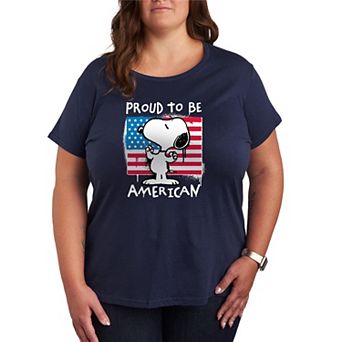 Plus Size Peanuts Snoopy Proud To Be American Graphic Tee