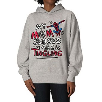 Women's Marvel Spider-Man My Mom Senses Are Tingling Oversized Fleece Hoodie Sweatshirt