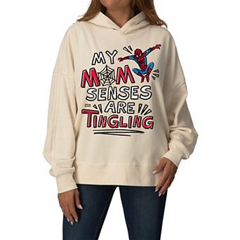 Women's Marvel Spider-Man My Mom Senses Are Tingling Oversized Fleece Hoodie Sweatshirt