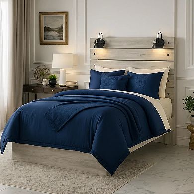 Cemy Queen Size Bed, Open Slat Headboard w 2 Sconce Lights, Whitewash