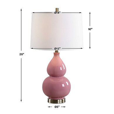 Roe Table Lamp, Linen Shade, Gourd Ceramic Body