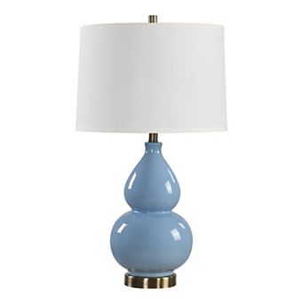 Roe Table Lamp, Linen Shade, Gourd Ceramic Body