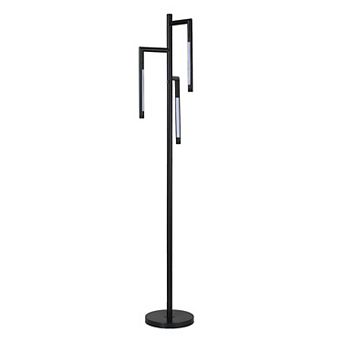 Modern Floor Lamp with Rotating LED Arms and Dimmer, 72 Inch Black