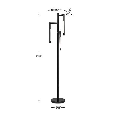 Modern Floor Lamp with Rotating LED Arms and Dimmer, 72 Inch Black