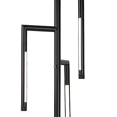 Modern Floor Lamp with Rotating LED Arms and Dimmer, 72 Inch Black