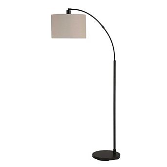 Arc Floor Lamp, Off White Linen Shade, Black Metal Frame, 68 Inch