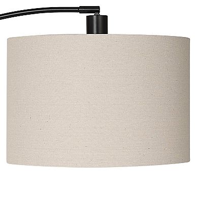 Arc Floor Lamp, Off White Linen Shade, Black Metal Frame, 68 Inch