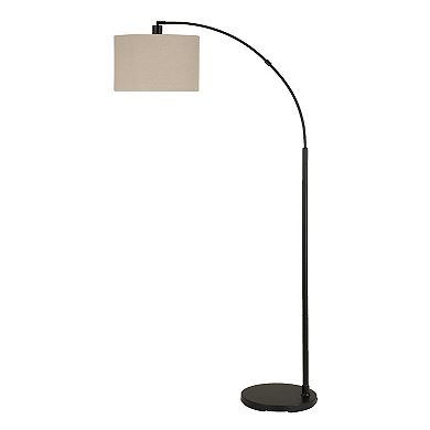 Arc Floor Lamp, Off White Linen Shade, Black Metal Frame, 68 Inch