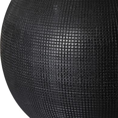 Table Lamp, White Linen Shade, 23 Inch Black and White Ceramic Accent