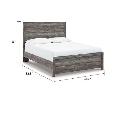 Roso Queen Panel Bed with Wood Grain Finish, Dark Gray Wood-Laminate
