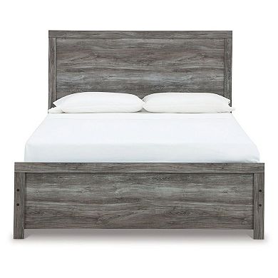 Roso Queen Panel Bed with Wood Grain Finish, Dark Gray Wood-Laminate